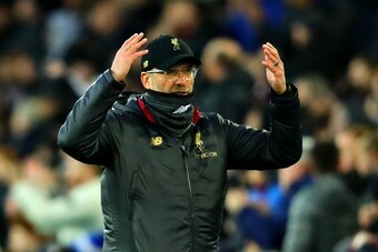 LIVERPOOL, ENGLAND - MARCH 03: Manager of Liverpool, Jurgen Klopp reacts during the Premier League match between Everton FC and Liverpool FC at Goodison Park on March 03, 2019 in Liverpool, United Kingdom. (Photo by Chris Brunskill/Fantasista/Getty Images