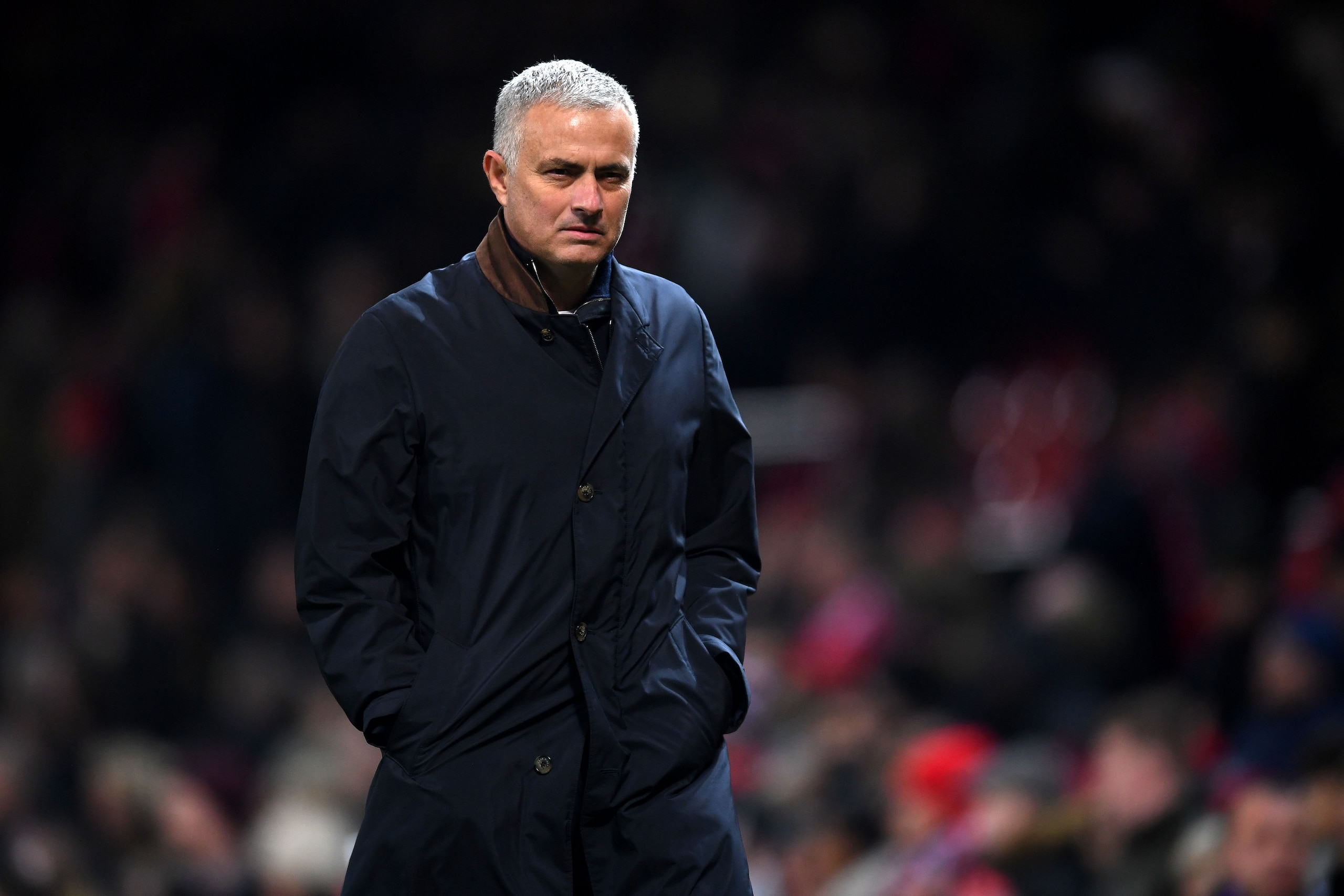 MANCHESTER, ENGLAND - NOVEMBER 27: Jose Mourinho of Manchester United looks on during the UEFA Champions League Group H match between Manchester United and BSC Young Boys at Old Trafford on November 27, 2018 in Manchester, United Kingdom. (Photo by Lauren