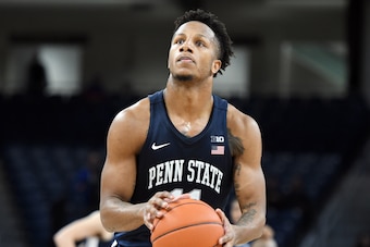 CHICAGO, IL - NOVEMBER 15: Lamar Stevens #11 of the Penn State Nittany Lions takes a foul shotduring a college basketball game against the DePaul Blue Demons at the WIntrust Arena on November 15, 2018 in Chicago Illinois. (Photo by Mitchell Layton/Getty CHICAGO, IL - NOVEMBER 15: Lamar Stevens #11 of the Penn State Nittany Lions takes a foul shotduring a college basketball game against the DePaul Blue Demons at the WIntrust Arena on November 15, 2018 in Chicago Illinois. (Photo by Mitchell Layton/Getty