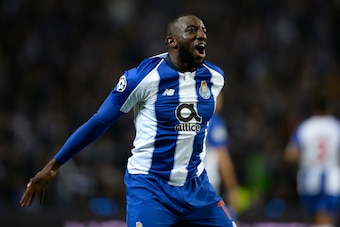 Porto's Malian forward Moussa Marega celebrates a goal during the UEFA Champions League round of 16 second leg football match between FC Porto and AS Roma at the Dragao stadium in Porto on March 6, 2019. (Photo by MIGUEL RIOPA / AFP)        (Photo credit 