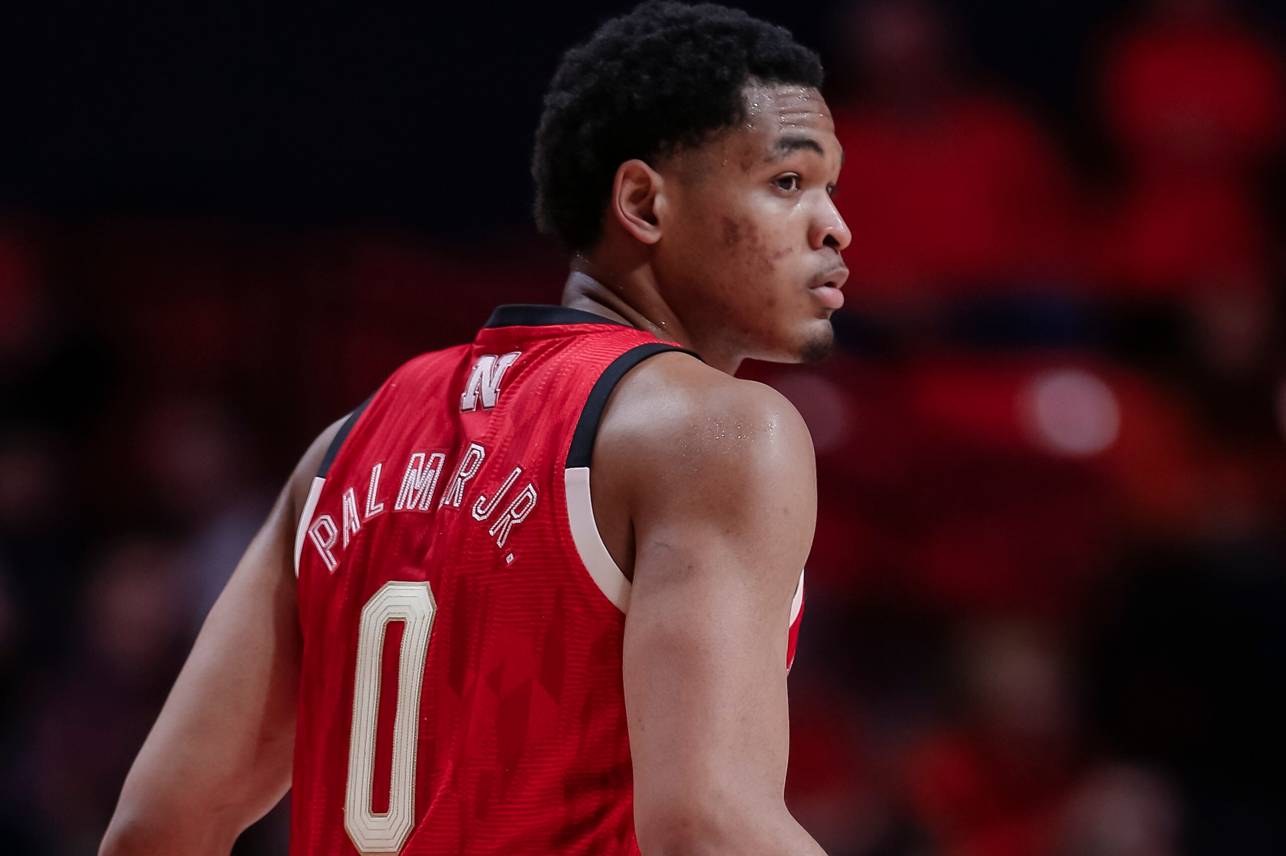 CHAMPAIGN, IL - FEBRUARY 02: James Palmer Jr. #0 of the Nebraska Cornhuskers is seen during the game against the Illinois Fighting Illini at State Farm Center on February 2, 2019 in Champaign, Illinois. (Photo by Michael Hickey/Getty Images)