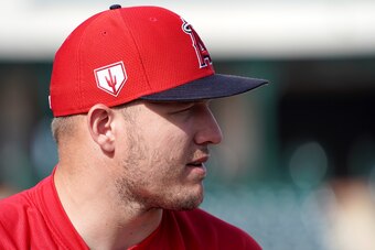 TEMPE, AZ - MARCH 02:  Mike Trout #27 of the Los Angeles Angels is seen during the Los Angeles Angels Spring training on March 2, 2019 in Tempe, Arizona.  (Photo by Masterpress/Getty Images)