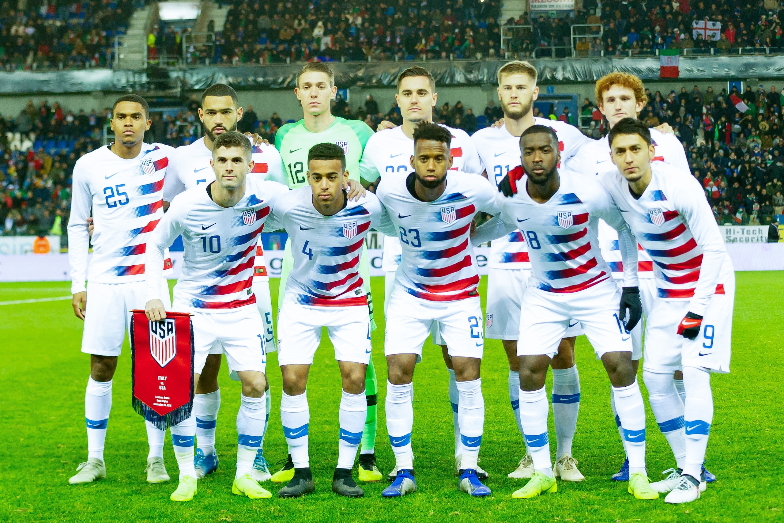 GENK, BELGIUM - NOVEMBER 20: Goalkeeper Ethan Horvath of the United States of America , Tyler Adams of the United States of America , Cameron Carter-Vickers of the United States of America , Marky Delgado of the United States of America , Christian Pulisi