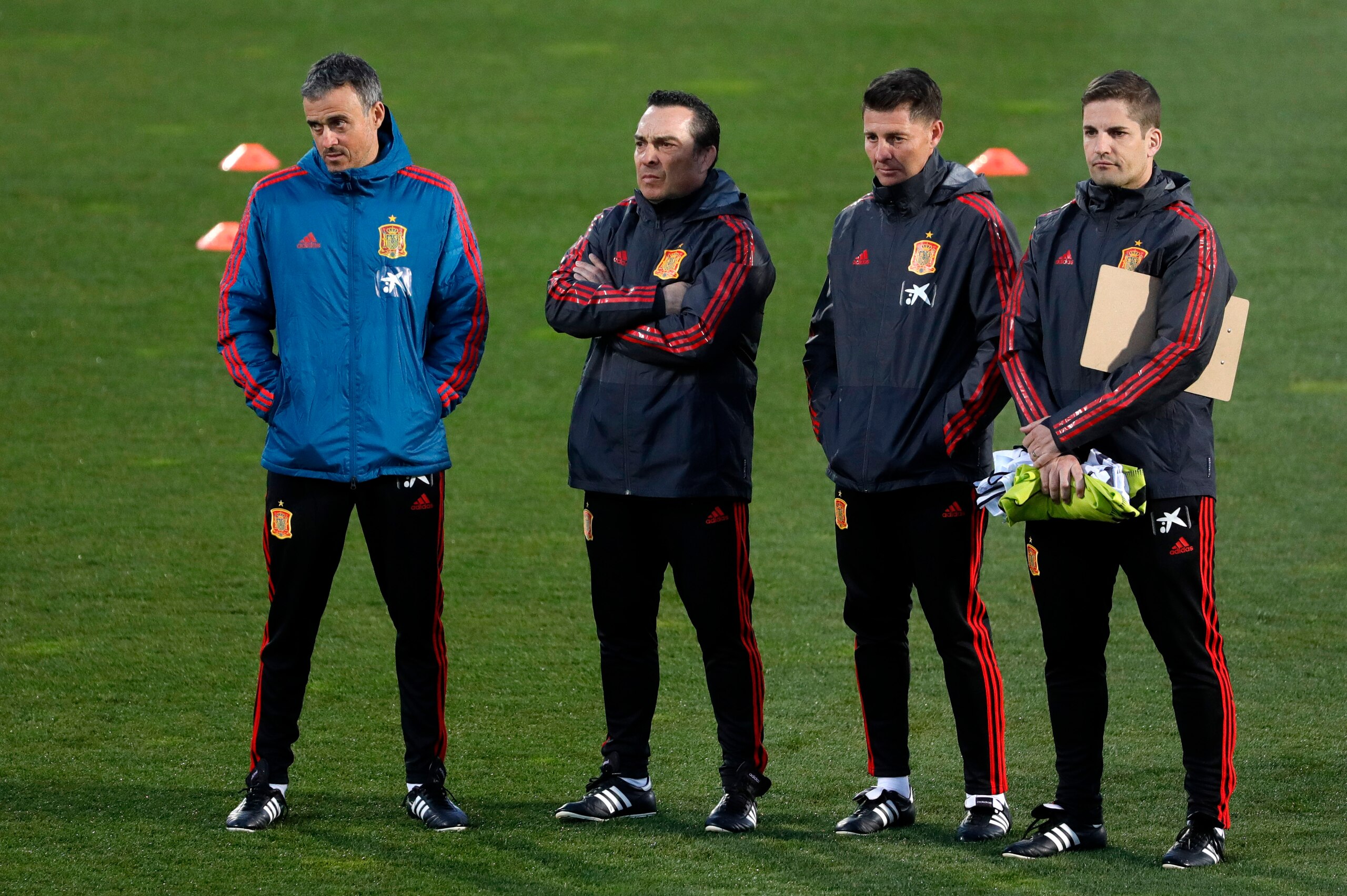 MADRID, SPAIN - MARCH 18: head coach Luis Enrique of Spain looks on during a Spain international training session at Las Rozas sports complex on March 18, 2019 in Madrid, Spain. (Photo by TF-Images/Getty Images)