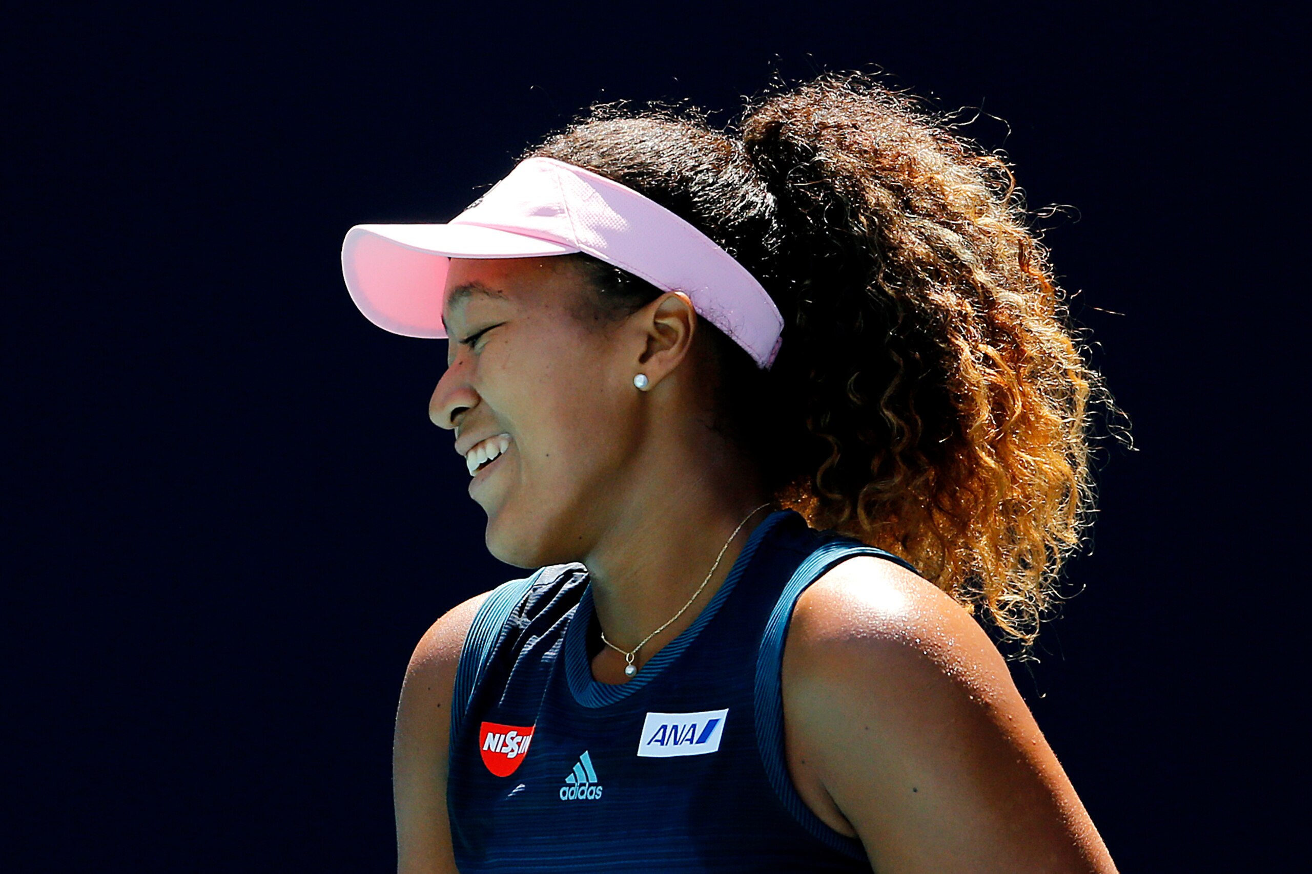 MIAMI GARDENS, FLORIDA - MARCH 22:  	Naomi Osaka of Japan reacts against Yanina Wickmayer of Belgium during Day 5 of the Miami Open Presented by Itau at Hard Rock Stadium on March 22, 2019 in Miami Gardens, Florida. (Photo by Michael Reaves/Getty Images)