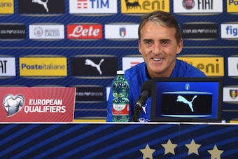 UDINE, ITALY - MARCH 22:  Head coach Italy Roberto Mancini speaks with the media during a press conference at Stadio Friuli-Dacia Arena on March 22, 2019 in Udine, Italy.  (Photo by Claudio Villa/Getty Images)
