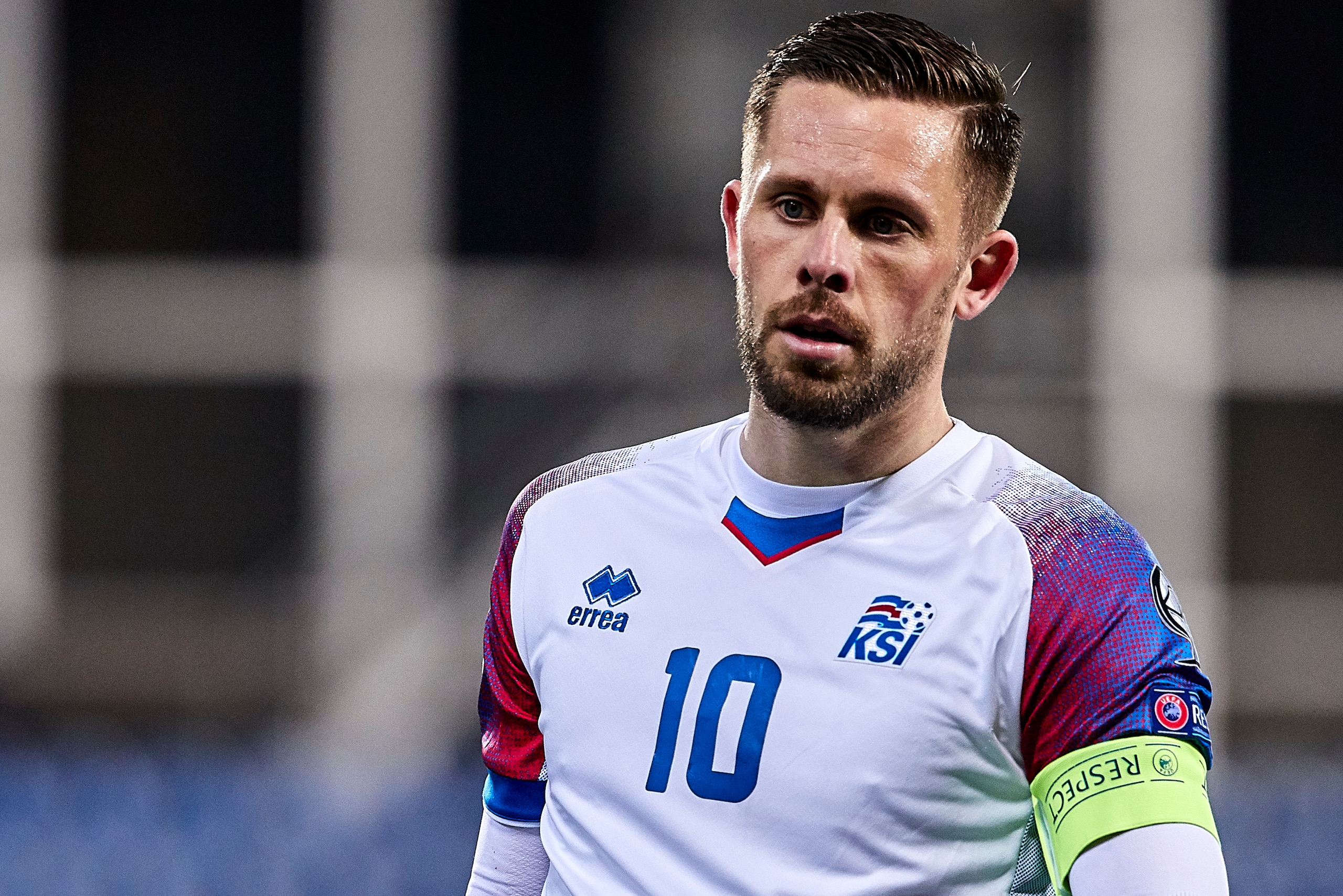 ANDORRA LA VELLA, ANDORRA - MARCH 22: Gylfi Sigurdsson of Iceland looks on during the 2020 UEFA European Championships group H qualifying match between Andorra and Iceland at Estadi Nacional on March 22, 2019 in Andorra la Vella, Andorra. (Photo by Qualit