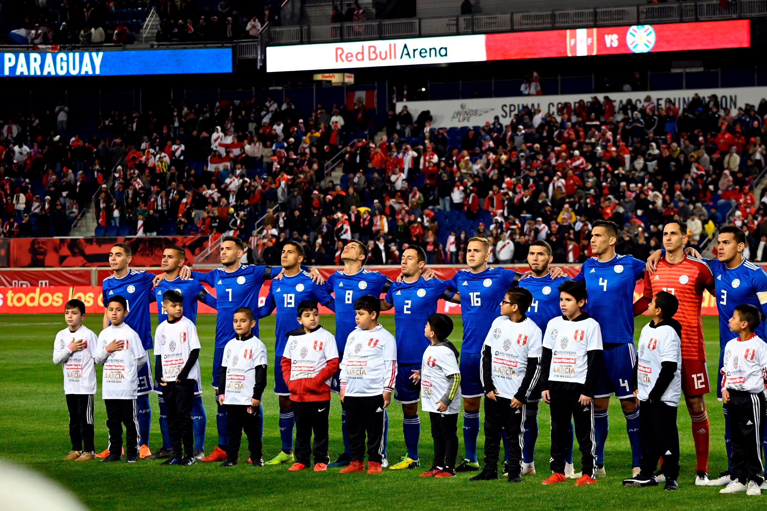 Paraguay's team pose for a group picture prior to the international friendly match between Peru and Paraguay at Red Bull Arena in New Jersey on March 22, 2019. (Photo by Johannes EISELE / AFP) (Photo credit should read JOHANNES EISELE/AFP/Getty Ima Paraguay's team pose for a group picture prior to the international friendly match between Peru and Paraguay at Red Bull Arena in New Jersey on March 22, 2019. (Photo by Johannes EISELE / AFP) (Photo credit should read JOHANNES EISELE/AFP/Getty Ima