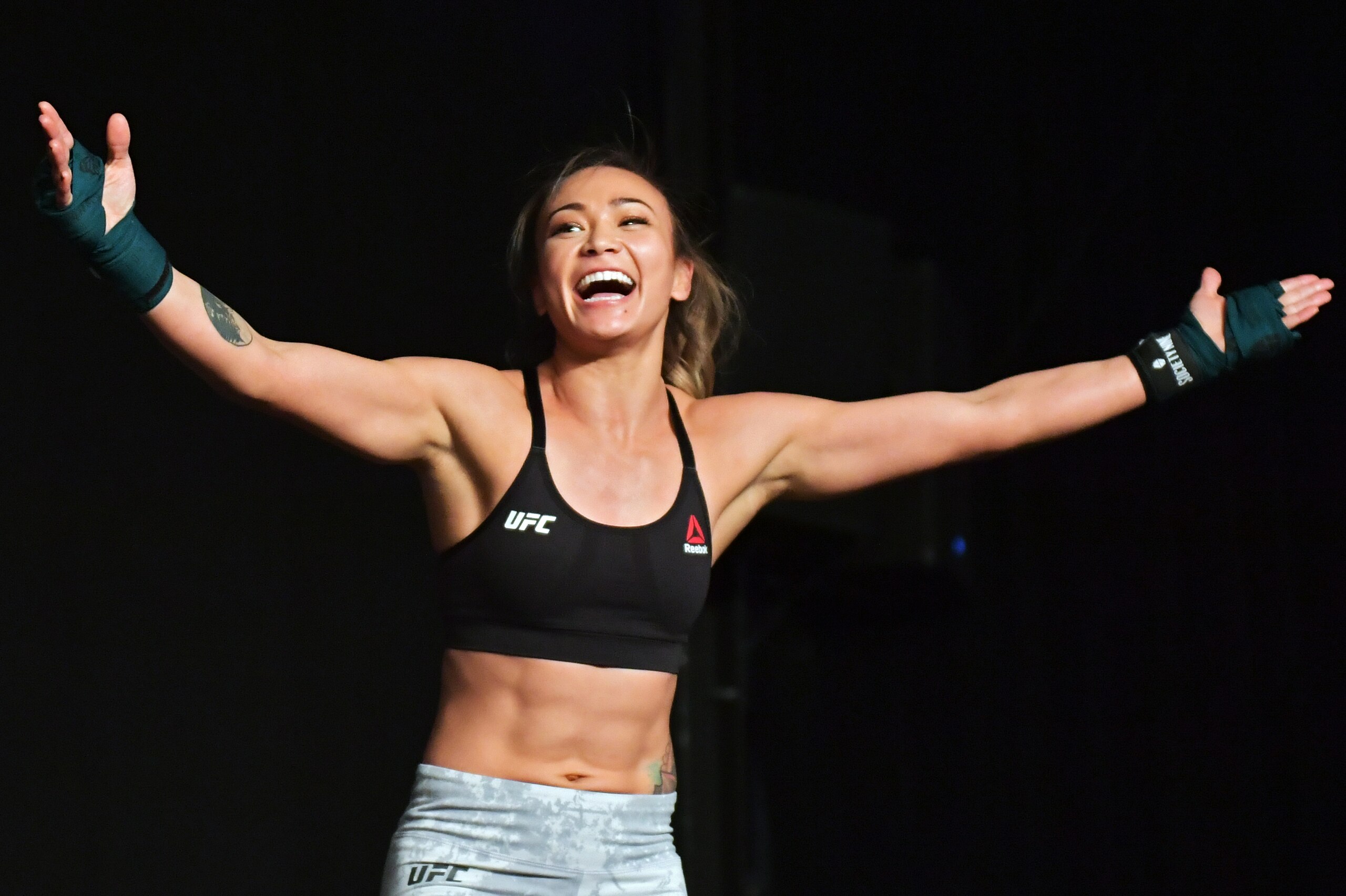 PHILADELPHIA, PA - MARCH 27: Michelle Waterson works out prior to her fight against Karolina Kowalkiewicz at 2300 Arena on March 27, 2019 in Philadelphia, Pennsylvania. (Photo by Drew Hallowell/Zuffa LLC/Zuffa LLC)