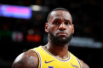 CHICAGO, IL - MARCH 12:  LeBron James #23 of the Los Angeles Lakers looks on against the Chicago Bulls on March 12, 2019 at the United Center in Chicago, Illinois. NOTE TO USER: User expressly acknowledges and agrees that, by downloading and or using this