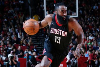 HOUSTON, TX - DECEMBER 31: James Harden #13 of the Houston Rockets drives to the basket against the Los Angeles Lakers on December 31, 2017 at the Toyota Center in Houston, Texas. NOTE TO USER: User expressly acknowledges and agrees that, by downloading a