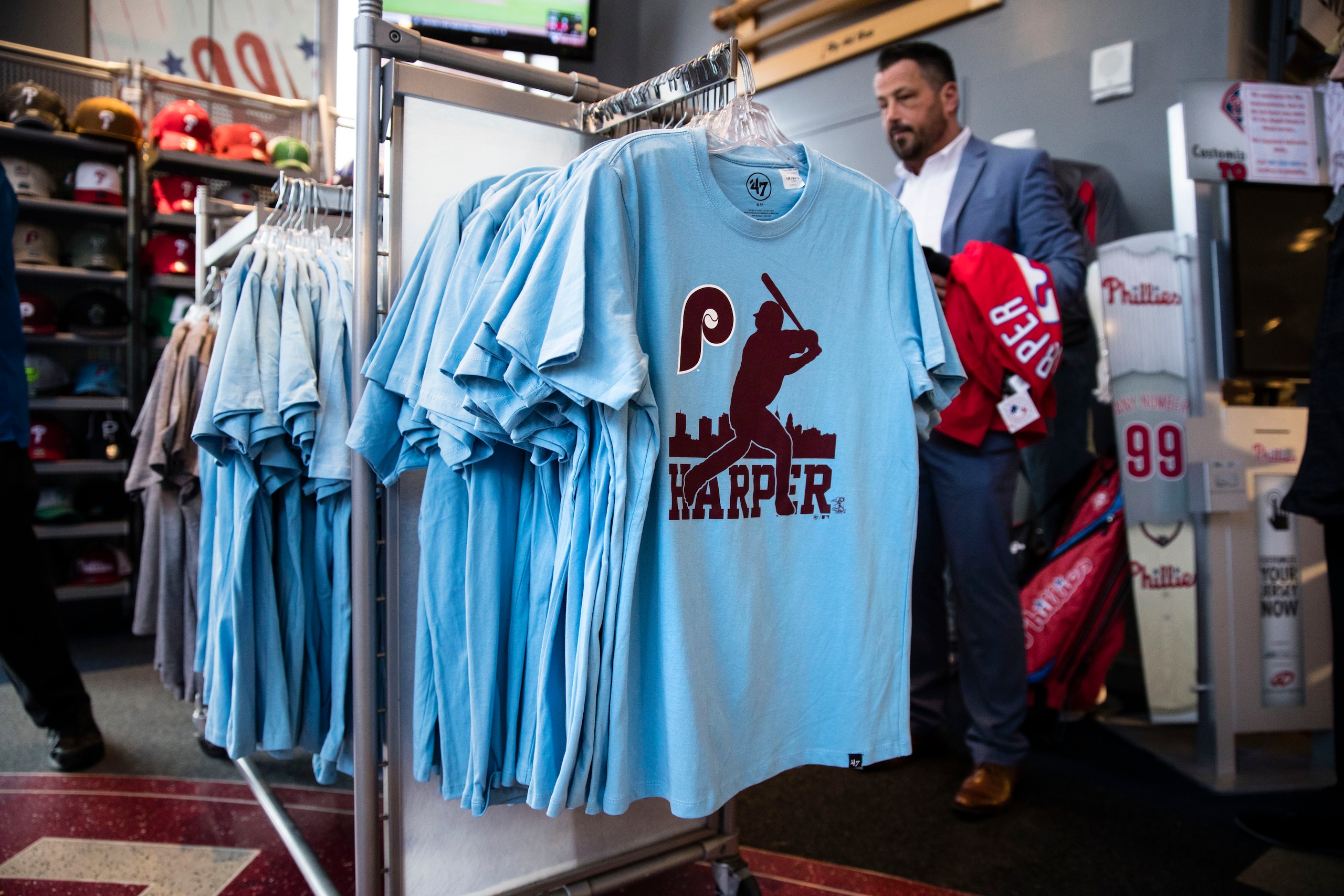 Harper-inspired merchandise has been moving at a brisk pace since the six-time All-Star signed with Philadelphia in March.