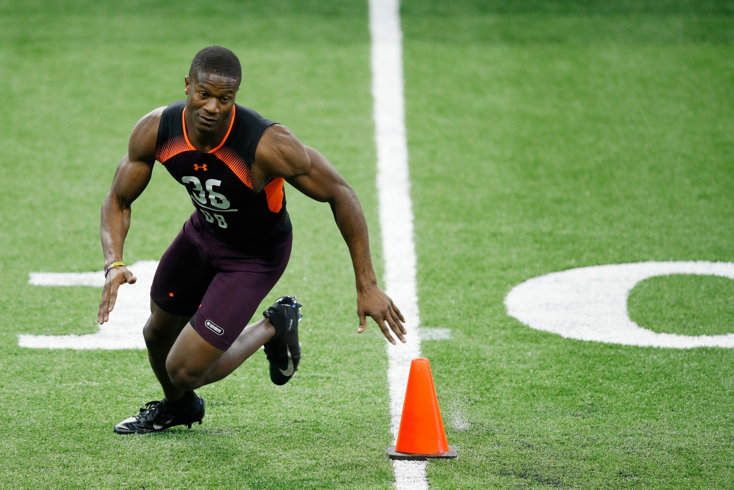 INDIANAPOLIS, IN - MARCH 04: Defensive back Rock Ya-Sin of Temple in action during day five of the NFL Combine at Lucas Oil Stadium on March 4, 2019 in Indianapolis, Indiana. (Photo by Joe Robbins/Getty Images)