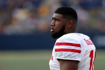 ANNAPOLIS, MD - OCTOBER 20: Ed Oliver #10 of the Houston Cougars looks on against the Navy Midshipmen during the first half at Navy-Marines Memorial Stadium on October 20, 2018 in Annapolis, Maryland. (Photo by Will Newton/Getty Images)