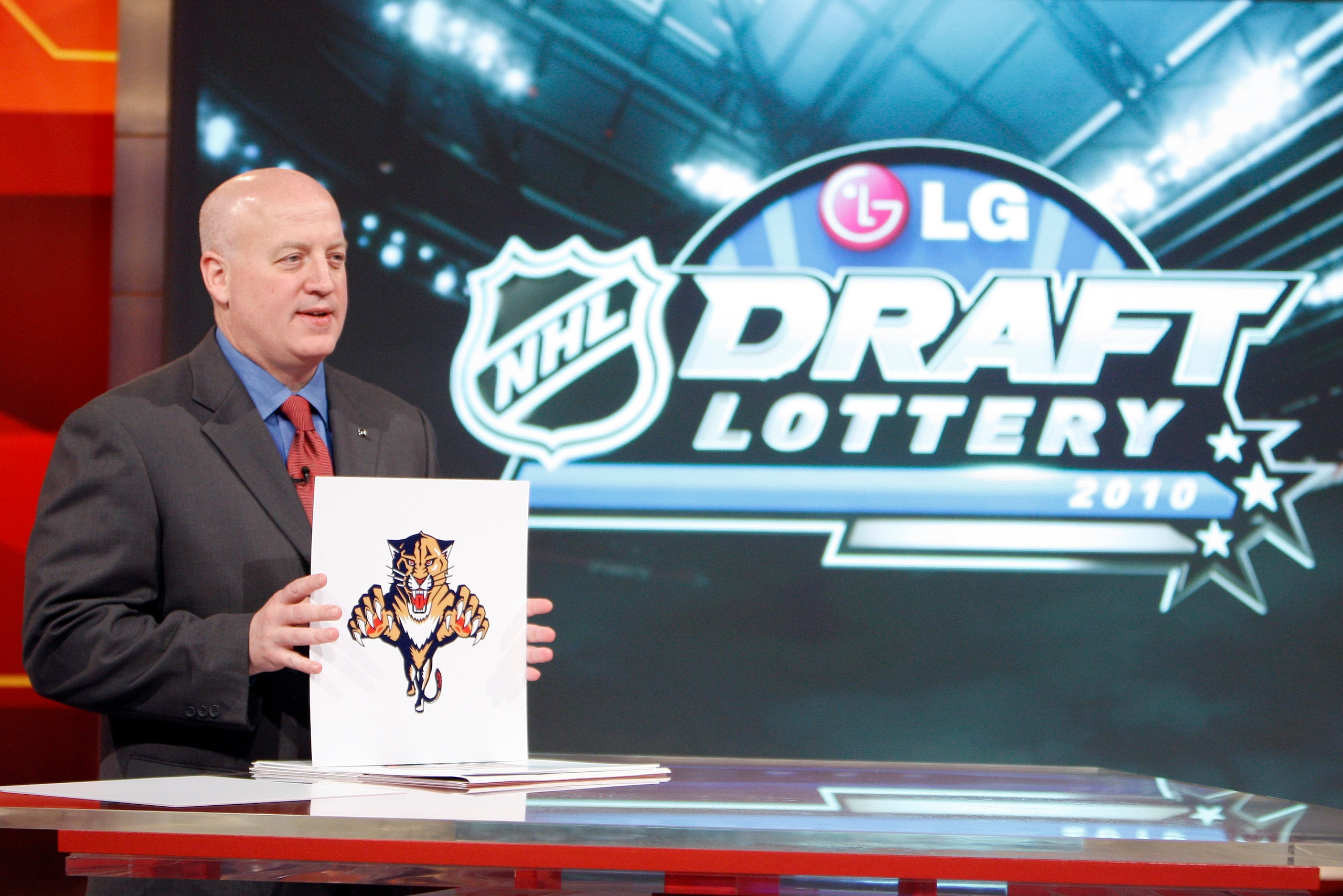 TORONTO - APRIL 13: Deputy Commissioner of the NHL Bill Daly announces the third pick to go to the Florida Panthers during the NHL Draft Lottery Drawing at the TSN Studio April 13, 2010 in Toronto, Ontario, Canada. (Photo by Abelimages / Getty Images for TORONTO - APRIL 13: Deputy Commissioner of the NHL Bill Daly announces the third pick to go to the Florida Panthers during the NHL Draft Lottery Drawing at the TSN Studio April 13, 2010 in Toronto, Ontario, Canada. (Photo by Abelimages / Getty Images for