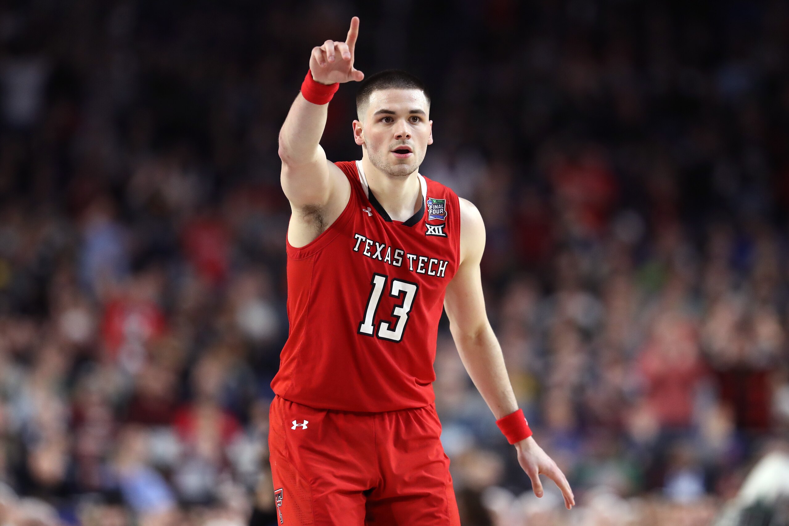 MINNEAPOLIS, MINNESOTA - APRIL 06: Matt Mooney #13 of the Texas Tech Red Raiders reacts in the second half against the Michigan State Spartans during the 2019 NCAA Final Four semifinal at U.S. Bank Stadium on April 6, 2019 in Minneapolis, Minnesota. (Phot