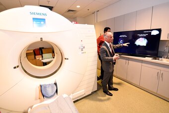 LAS VEGAS, NV - FEBRUARY 05:  Dr. Charles Bernick, MD - Assoc. Medical Director, Cleveland Clinic Lou Ruvo Center, addresses the crowd as the UFC & Cleveland Clinic host a group of media to explain the Professional Fighters Brain Health Study at the Cleve