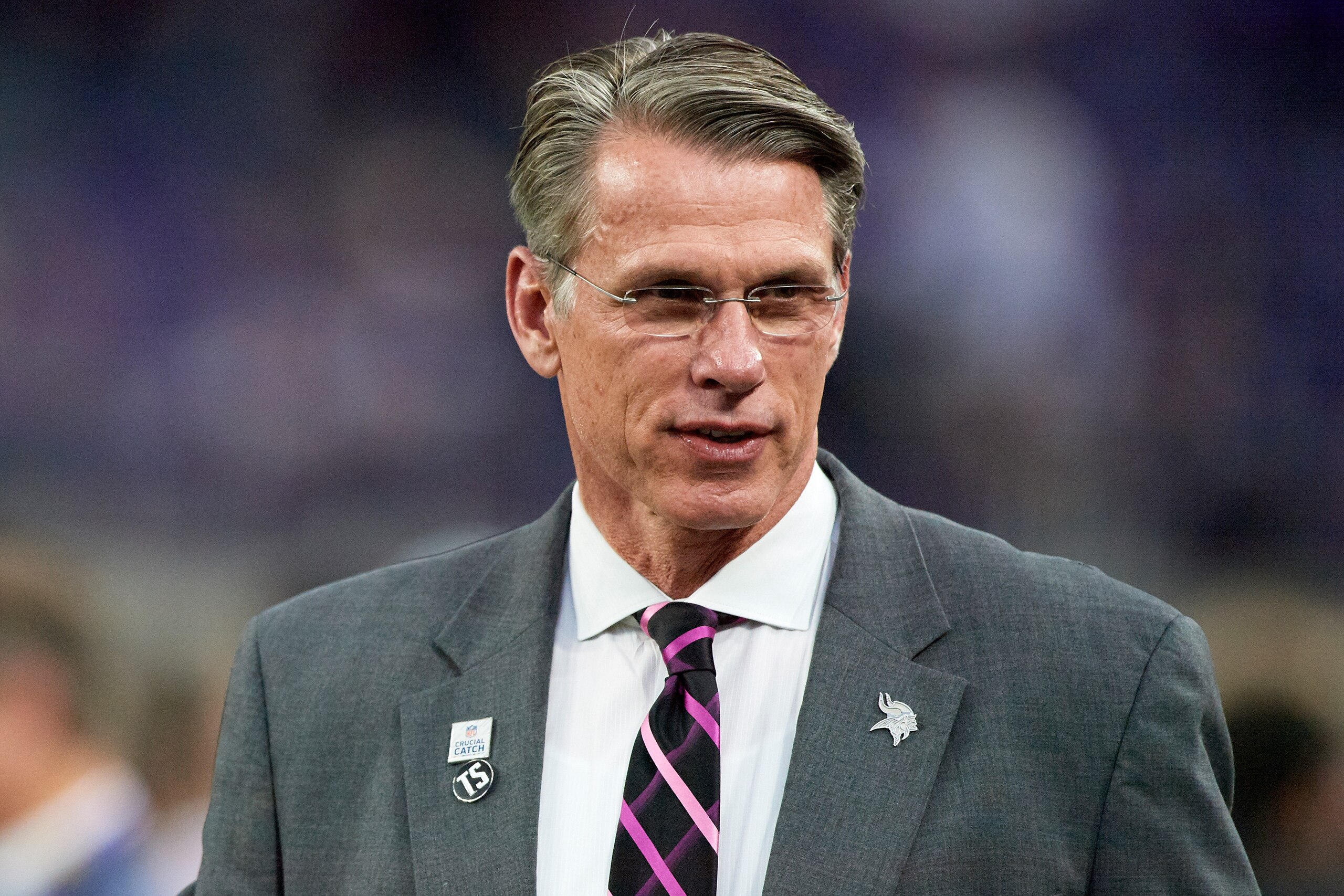 MINNEAPOLIS, MN - OCTOBER 14: General Manger Rick Spielman of the Minnesota Vikings looks on before the game against the Arizona Cardinals at U.S. Bank Stadium on October 14, 2018 in Minneapolis, Minnesota. (Photo by Hannah Foslien/Getty Images)