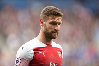 LEICESTER, ENGLAND - APRIL 28: Shkodran Mustafi of Arsenal during the Premier League match between Leicester City and Arsenal FC at The King Power Stadium on April 28, 2019 in Leicester, United Kingdom. (Photo by James Williamson - AMA/Getty Images)