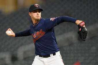 MINNEAPOLIS, MN - APRIL 17: Jake Odorizzi #12 of the Minnesota Twins delivers a pitch against the Toronto Blue Jays during the first inning of the game on April 17, 2019 at Target Field in Minneapolis, Minnesota. (Photo by Hannah Foslien/Getty Images)