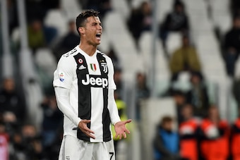 TURIN, ITALY - MAY 03: Cristiano Ronaldo of Juventus reacts in frustration during the Serie A match between Juventus and Torino FC at Allianz Stadium on May 3, 2019 in Turin, Italy. (Photo by Chris Ricco/Getty Images)