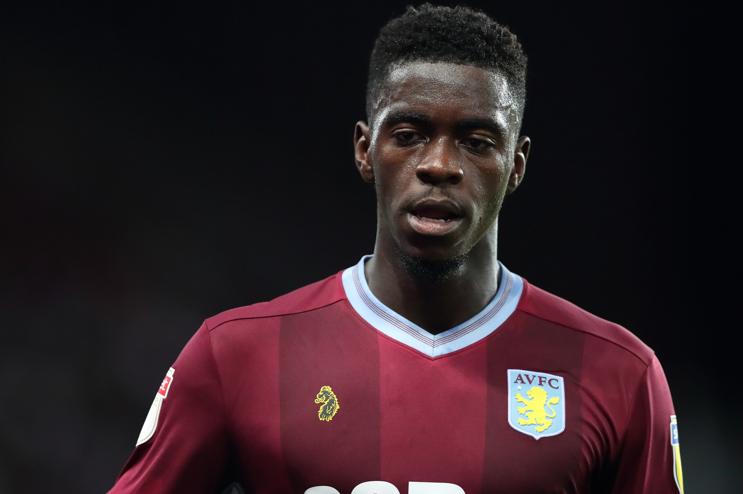 BIRMINGHAM, ENGLAND - AUGUST 22: Axel Tuanzebe of Aston Villa during the Sky Bet Championship match between Aston Villa and Brentford  at Villa Park on August 22, 2018 in Birmingham, England. (Photo by James Williamson - AMA/Getty Images)