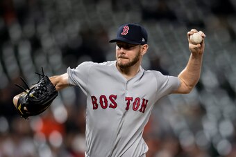 BALTIMORE, MD - MAY 8: Chris Sale #41 of the Boston Red Sox during the seventh inning of a game against the Baltimore Orioles on May 8, 2019 at Oriole Park at Camden Yards in Baltimore, Maryland. (Photo by Billie Weiss/Boston Red Sox/Getty Images)