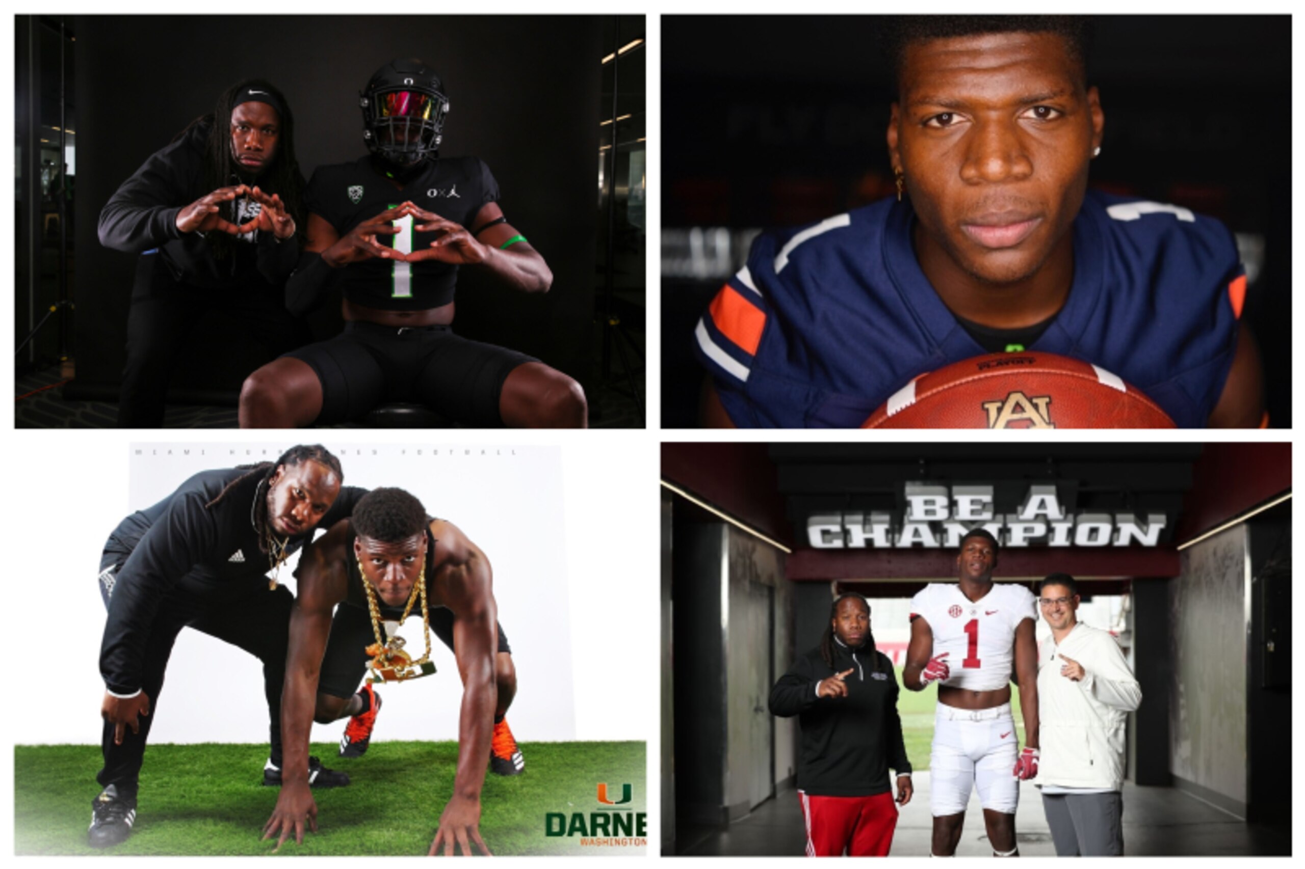 Photos of Darnell Washington and David Hill from the recruiting/jersey-swap trail.