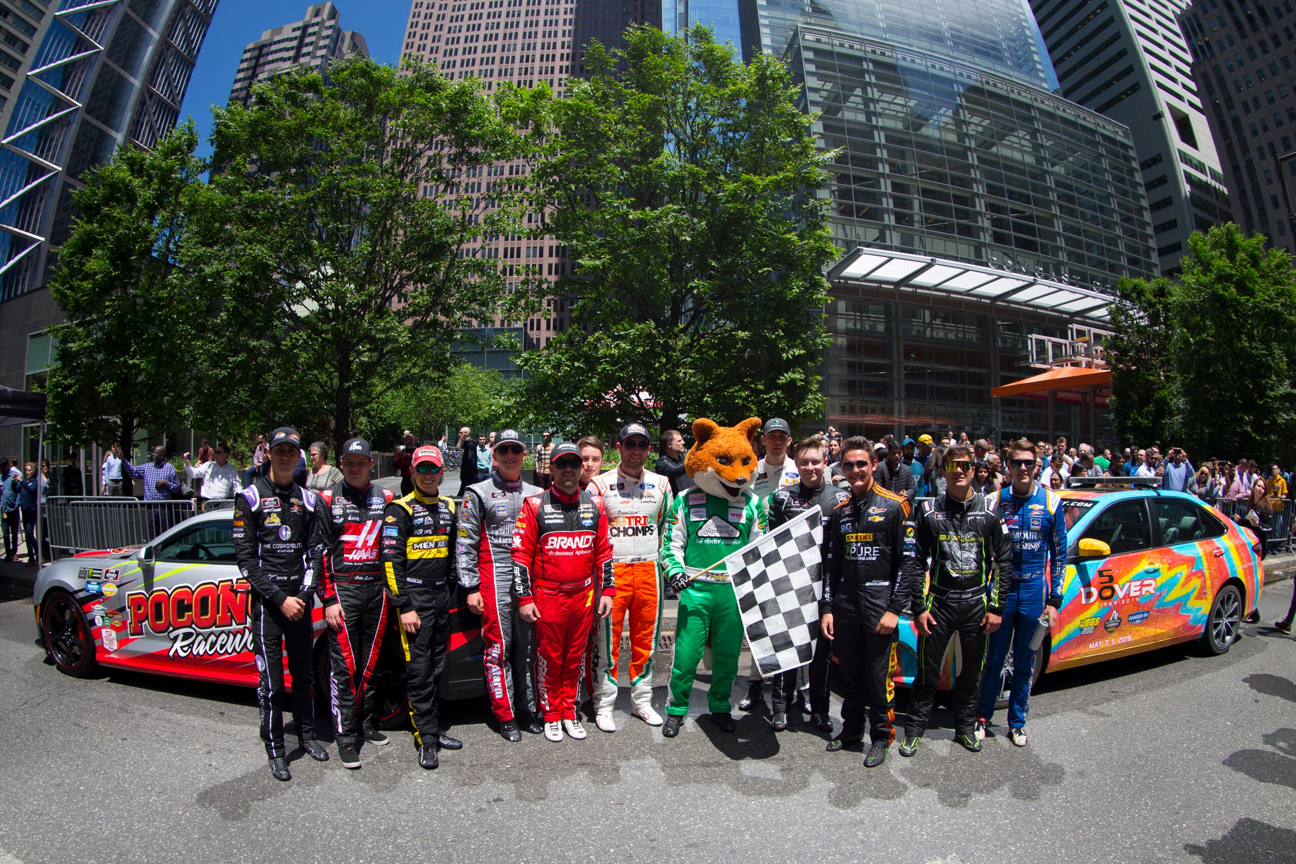 PHILADELPHIA, PA - MAY 15: Drivers for the Xfinity Series pose for a picture at the 4th Annual NASCAR Xfinity Philadelphia Takeover on May 15, 2019 in Philadelphia, Pennsylvania. (Photo by Mitchell Leff/Getty Images for NASCAR)