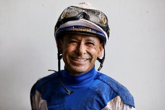 LOUISVILLE, KENTUCKY - MAY 03: Hall of Fame jockey Mike Smith poses for a portrait before the 145th running of the Kentucky Oaks at Churchill Downs on May 3, 2019 in Louisville, Kentucky. (Photo by Tom Pennington/Getty Images)