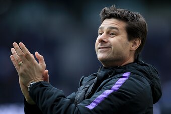 LONDON, ENGLAND - MAY 12: Mauricio Pochettino manager / head coach of Tottenham Hotspur applauds during the Premier League match between Tottenham Hotspur and Everton FC at Tottenham Hotspur Stadium on May 12, 2019 in London, United Kingdom. (Photo by Mar