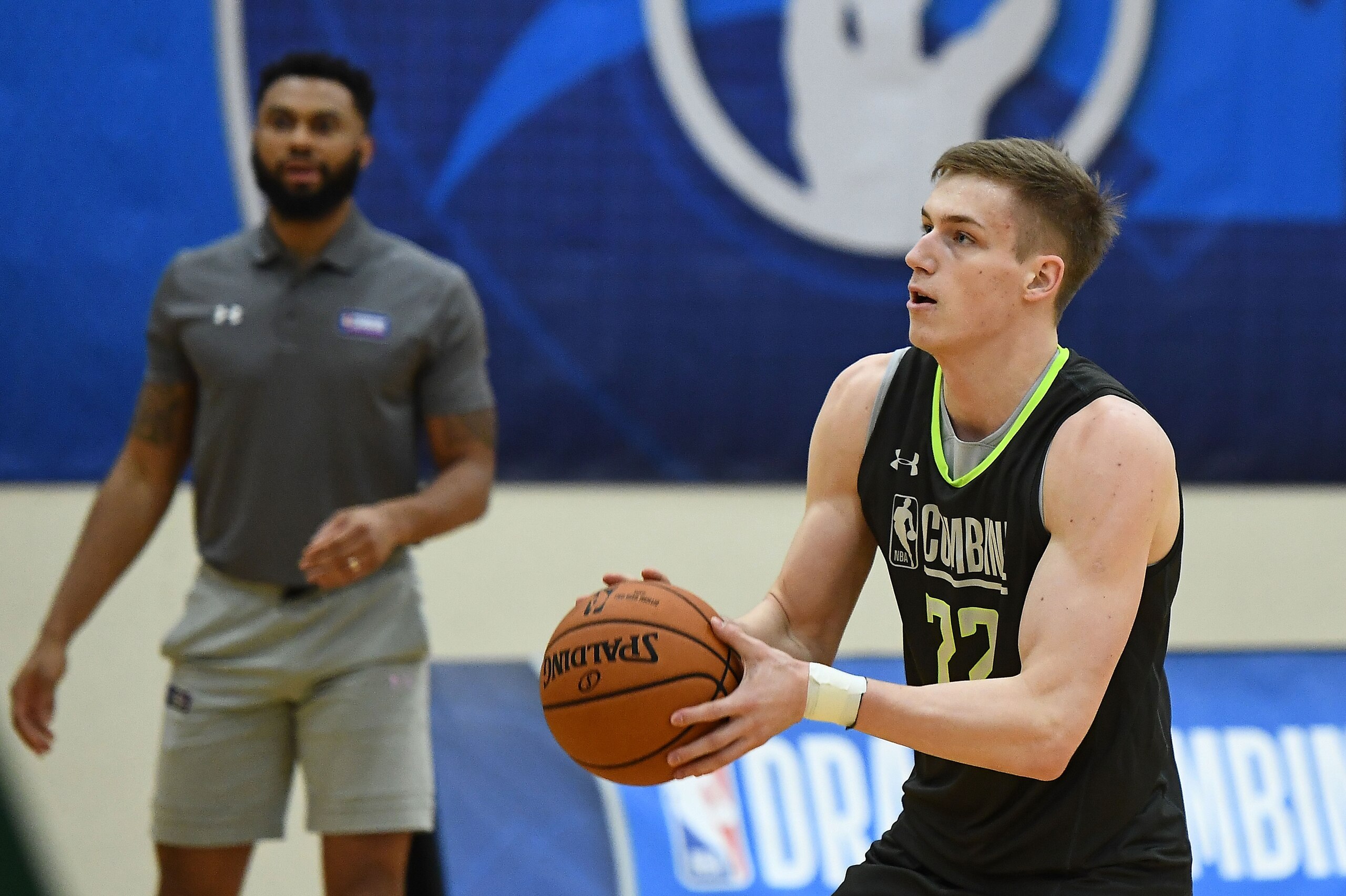 CHICAGO, ILLINOIS - MAY 16: Luka Samanic #72 participates in workouts during Day One of the NBA Draft Combine at Quest MultiSport Complex on May 16, 2019 in Chicago, Illinois.  NOTE TO USER: User expressly acknowledges and agrees that, by downloading and 