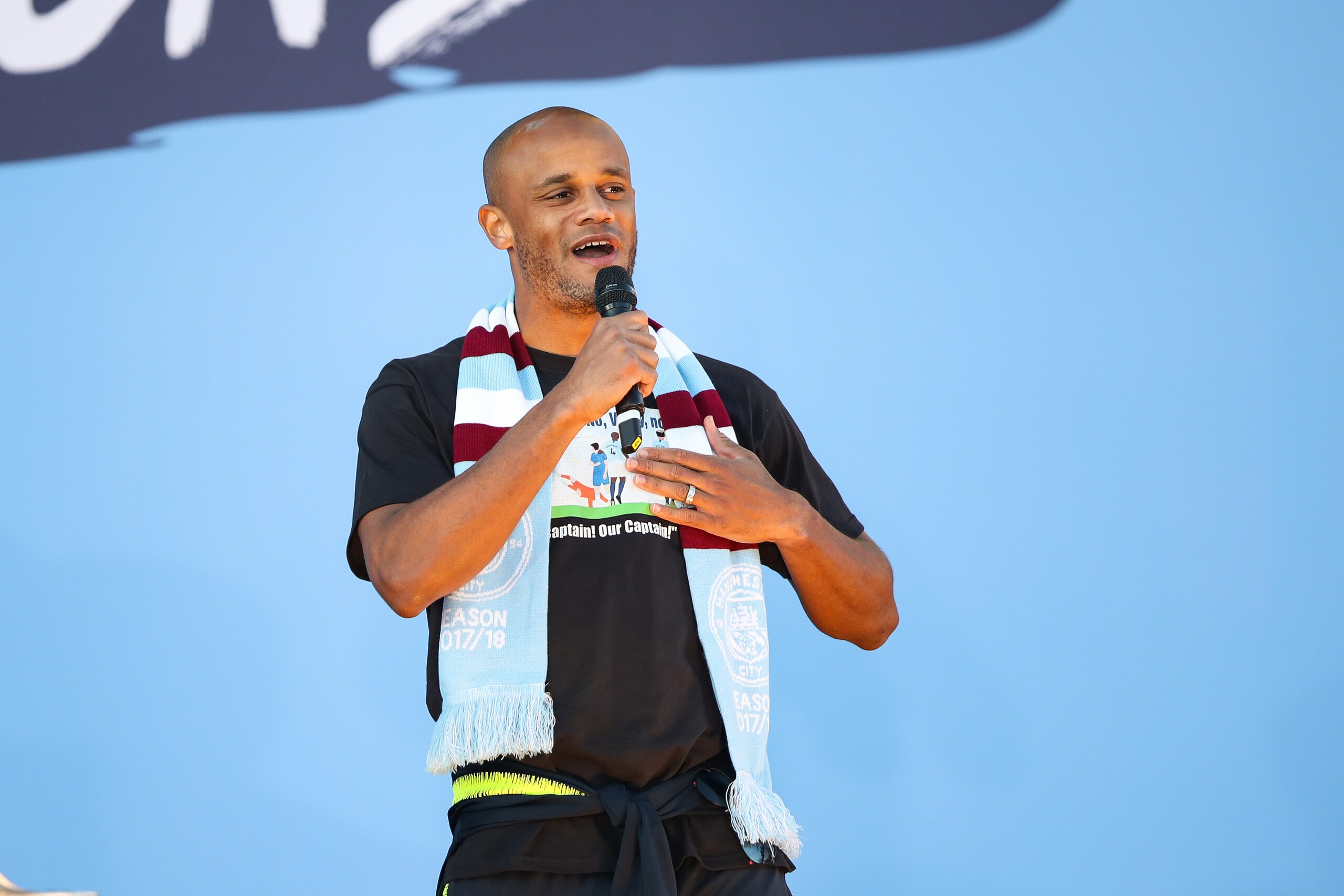 MANCHESTER, ENGLAND - MAY 20: Vincent Kompany of Manchester City during the Manchester City trophy parade in Manchester on May 20, 2019 in Manchester, England. (Photo by Molly Darlington/AMA/Getty Images)