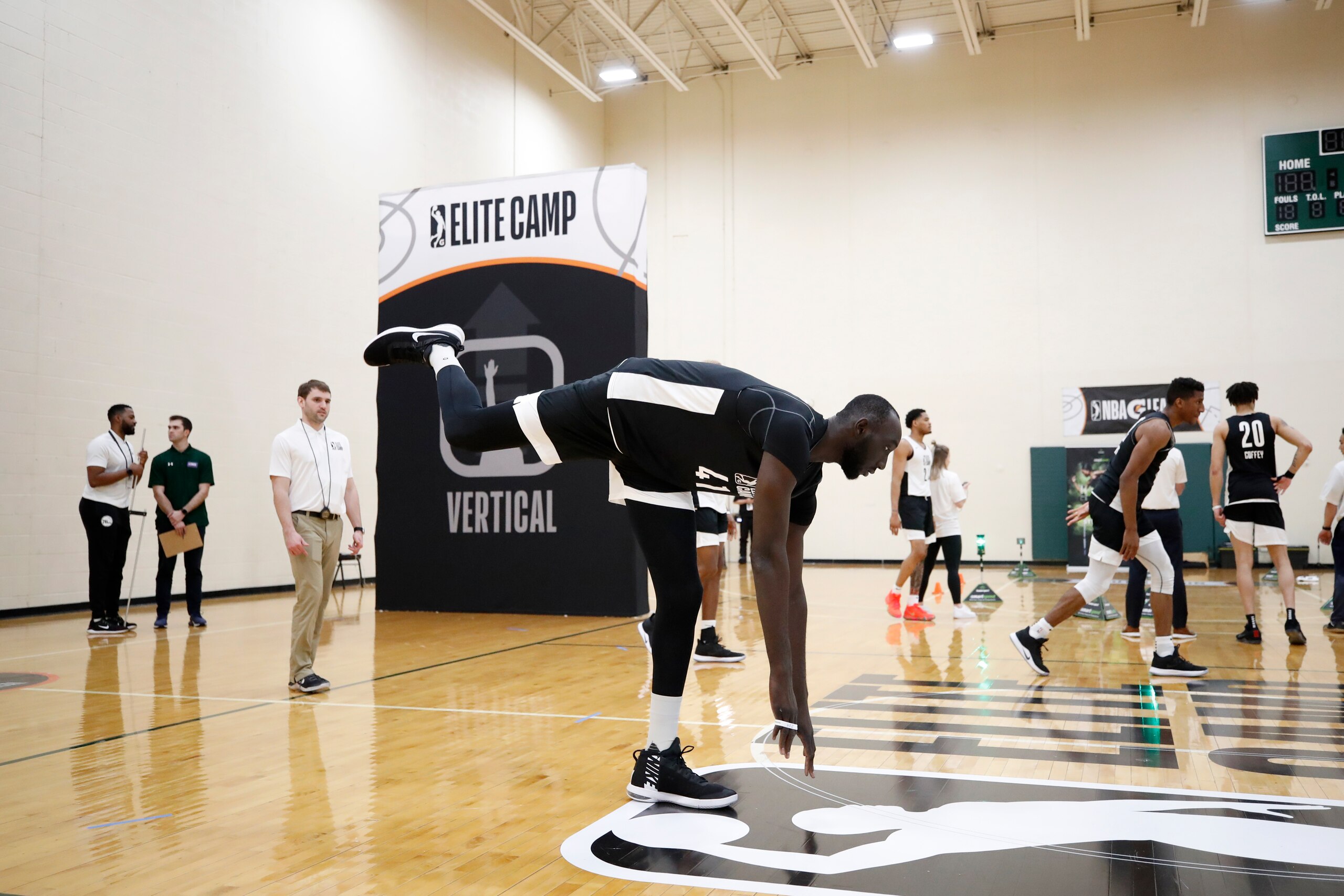 CHICAGO, IL - MAY 13: Tacko Fall #41 participates in drills during the afternoon session of Day Two of the NBA G League Elite Mini Camp on May 13, 2019 at the Quest Multisport Sports Training Facility in Chicago, Illinois. NOTE TO USER: User expressly ack