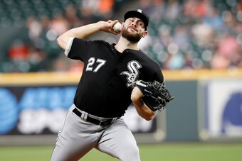 HOUSTON, TX - MAY 23:  Lucas Giolito #27 of the Chicago White Sox pitches in the ninth inning against the Houston Astros at Minute Maid Park on May 23, 2019 in Houston, Texas.  (Photo by Tim Warner/Getty Images)