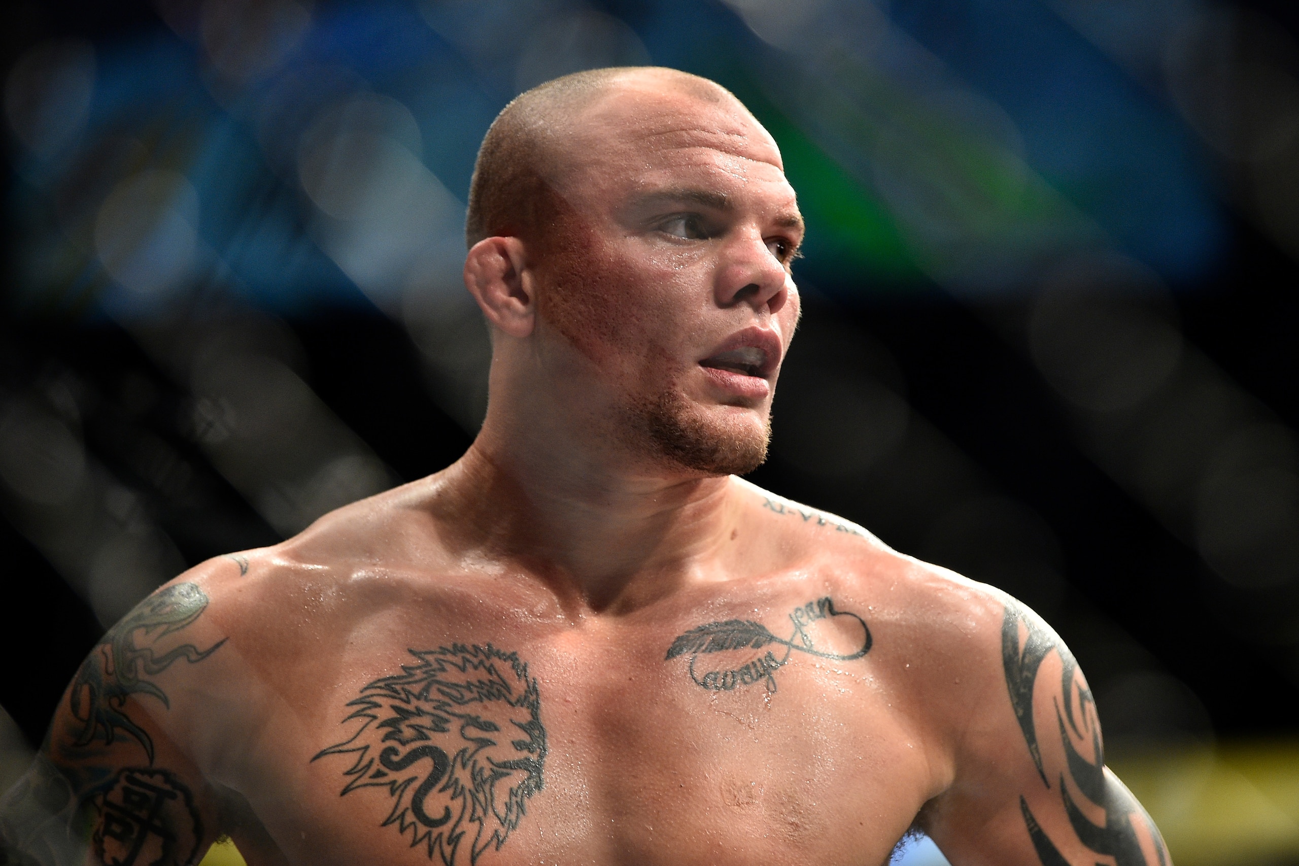 LAS VEGAS, NEVADA - MARCH 02:  Anthony Smith walks back to his corner during his light heavyweight championship bout against Jon Jones during the UFC 235 event at T-Mobile Arena on March 2, 2019 in Las Vegas, Nevada. (Photo by Chris Unger/Zuffa LLC/Zuffa 