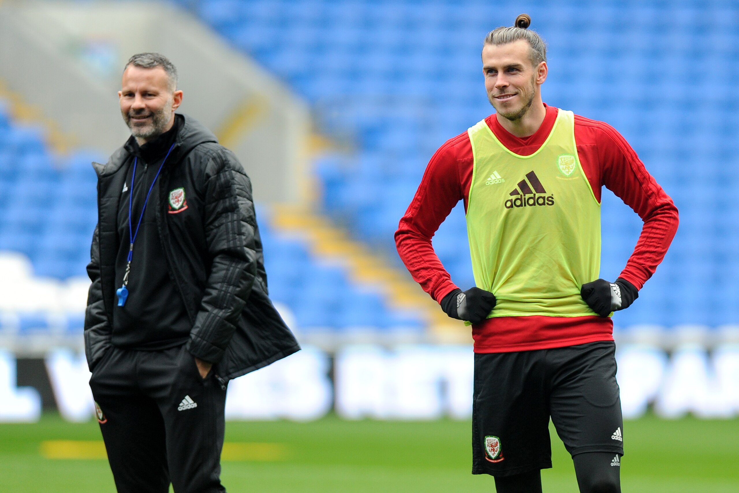 CARDIFF, WALES - NOVEMBER 15: Gareth Bale in action during the Wales Training Session at the Cardiff City Stadium on November 15, 2018 in Cardiff, Wales. (Photo by Athena Pictures/Getty Images)