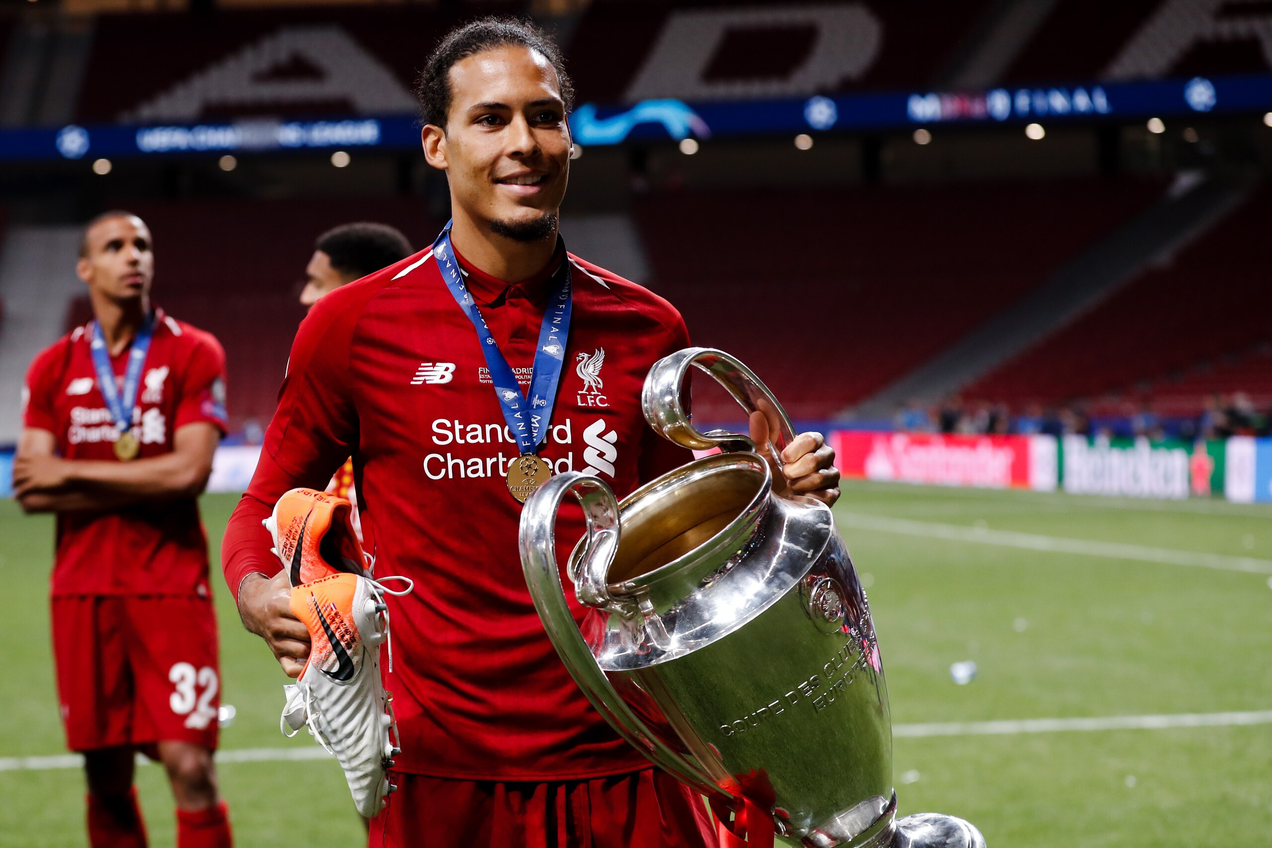 MADRID, SPAIN - JUNE 1: Virgil van Dijk of Liverpool FC, with the trophy during the UEFA Champions League match between Tottenham Hotspur v Liverpool at the Wanda Metropolitano on June 1, 2019 in Madrid Spain (Photo by David S. Bustamante/Soccrates/Getty MADRID, SPAIN - JUNE 1: Virgil van Dijk of Liverpool FC, with the trophy during the UEFA Champions League match between Tottenham Hotspur v Liverpool at the Wanda Metropolitano on June 1, 2019 in Madrid Spain (Photo by David S. Bustamante/Soccrates/Getty