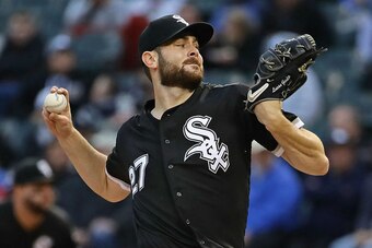 CHICAGO, ILLINOIS - MAY 28: Starting pitcher Lucas Giolito #27 of the Chicago White Sox delivers the ball against the Kansas City Royals at Guaranteed Rate Field on May 28, 2019 in Chicago, Illinois. (Photo by Jonathan Daniel/Getty Images)