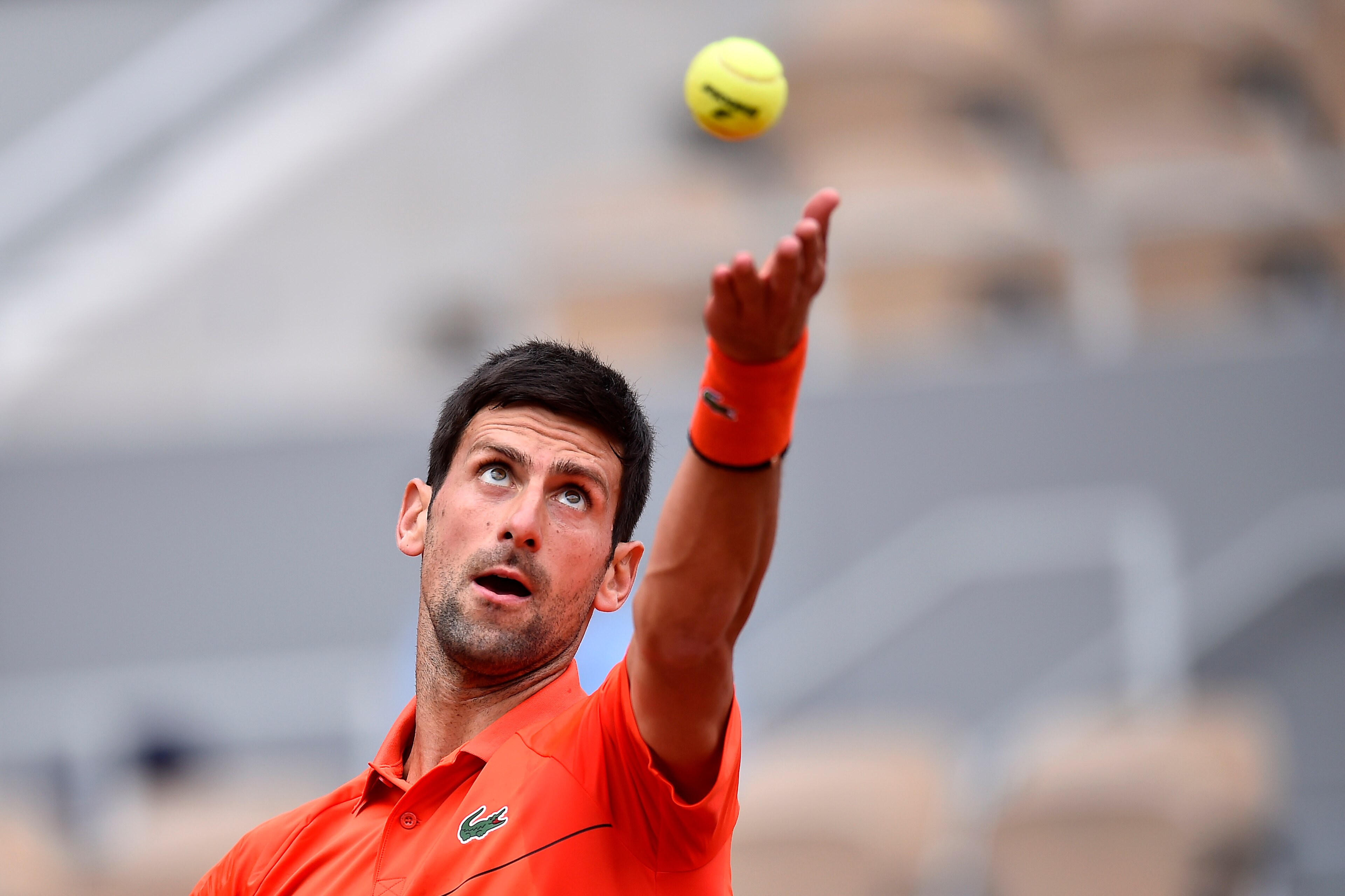 PARIS, FRANCE - JUNE 03: Novak Djokovic of Serbia serves during his mens singles fourth round match against Jan-Lennard Struff of Germany during Day nine of the 2019 French Open at Roland Garros on June 03, 2019 in Paris, France. (Photo by Aurelien Meunie PARIS, FRANCE - JUNE 03: Novak Djokovic of Serbia serves during his mens singles fourth round match against Jan-Lennard Struff of Germany during Day nine of the 2019 French Open at Roland Garros on June 03, 2019 in Paris, France. (Photo by Aurelien Meunie
