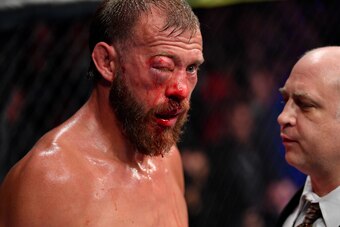 CHICAGO, IL - JUNE 08:  Donald Cerrone reacts after doctors call off his lightweight bout against Tony Ferguson during the UFC 238 event at the United Center on June 8, 2019 in Chicago, Illinois. (Photo by Jeff Bottari/Zuffa LLC/Zuffa LLC via Getty Images