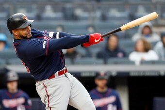NEW YORK, NY - MAY 5:  Nelson Cruz #23 of the Minnesota Twins bats in an MLB baseball game against the New York Yankees on May 5, 2019 at Yankee Stadium in the Bronx borough of New York City. Yankees won 4-1. (Photo by Paul Bereswill/Getty Images)