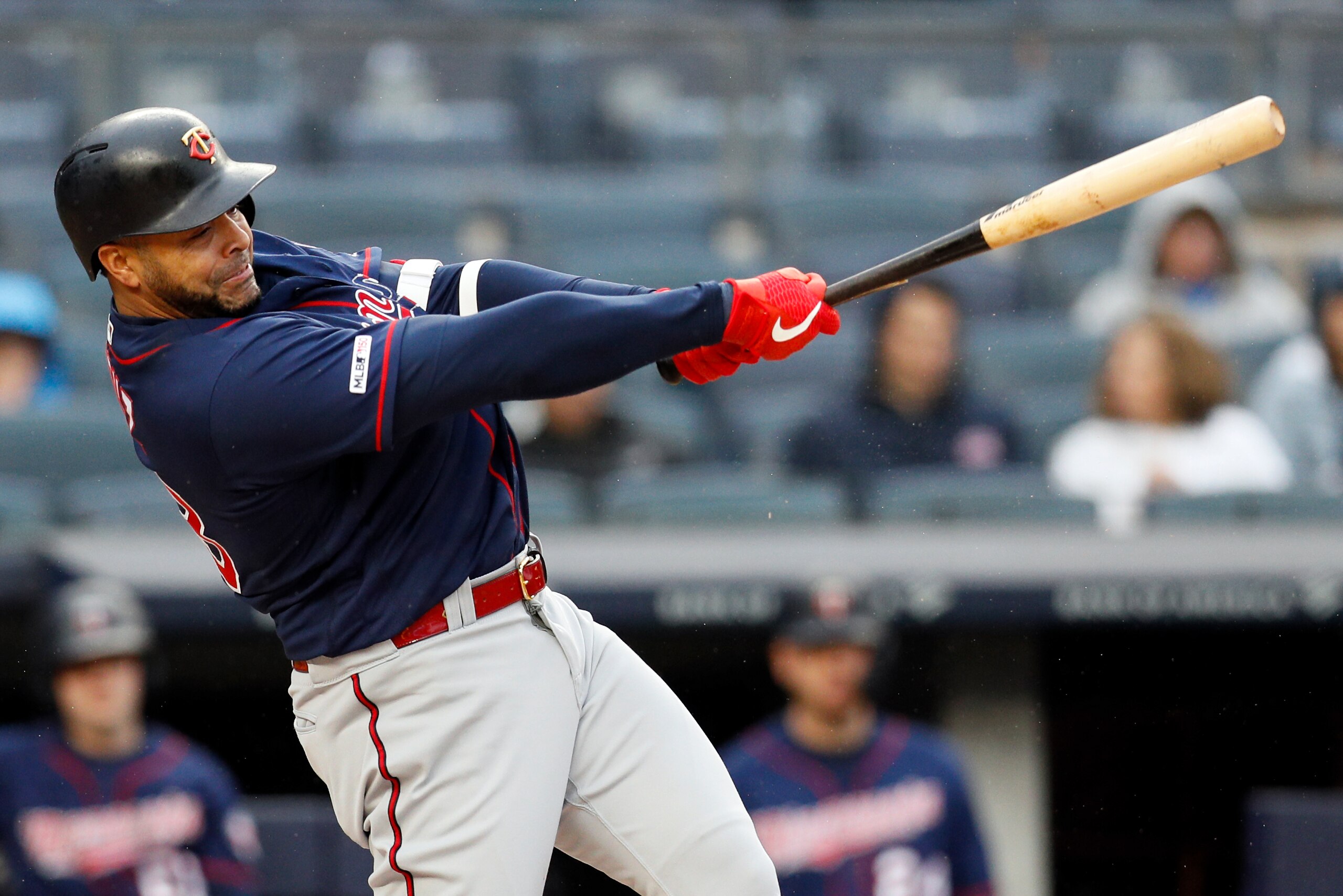 NEW YORK, NY - MAY 5:  Nelson Cruz #23 of the Minnesota Twins bats in an MLB baseball game against the New York Yankees on May 5, 2019 at Yankee Stadium in the Bronx borough of New York City. Yankees won 4-1. (Photo by Paul Bereswill/Getty Images)