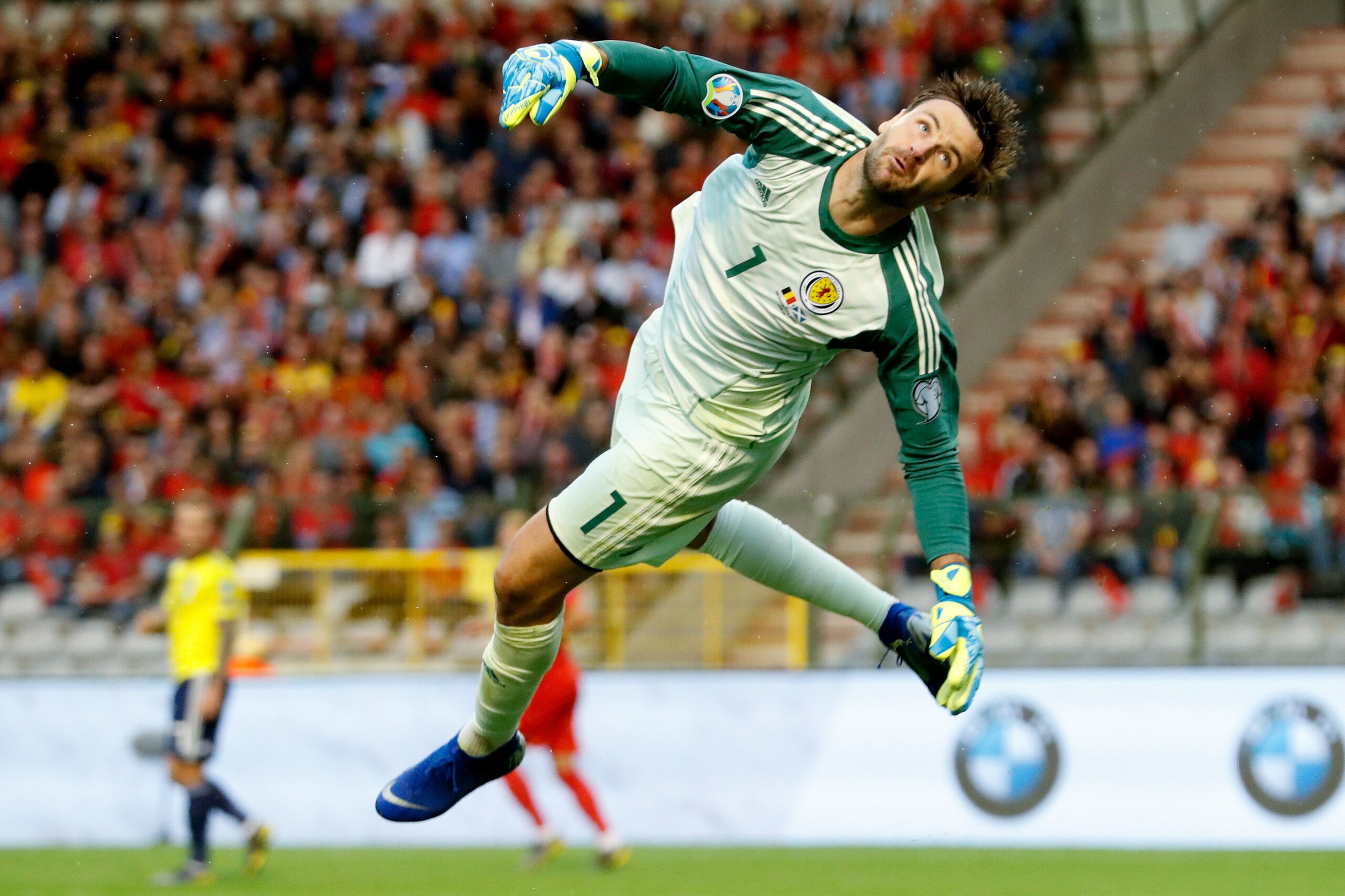 BRUSSEL, BELGIUM - JUNE 11: David Marshall of Scotland  during the  EURO Qualifier match between Belgium  v Scotland  at the Koning Boudewijn Stadium on June 11, 2019 in Brussel Belgium (Photo by Soccrates/Getty Images)