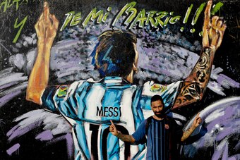 A Messi mural in Rosario