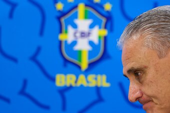 PORTO ALEGRE, BRAZIL - JUNE 08: Head coach Tite attends a media during a press conference at Beira Rio stadium on June 08, 2019 in Porto Alegre, Brazil. (Photo by Buda Mendes/Getty Images)