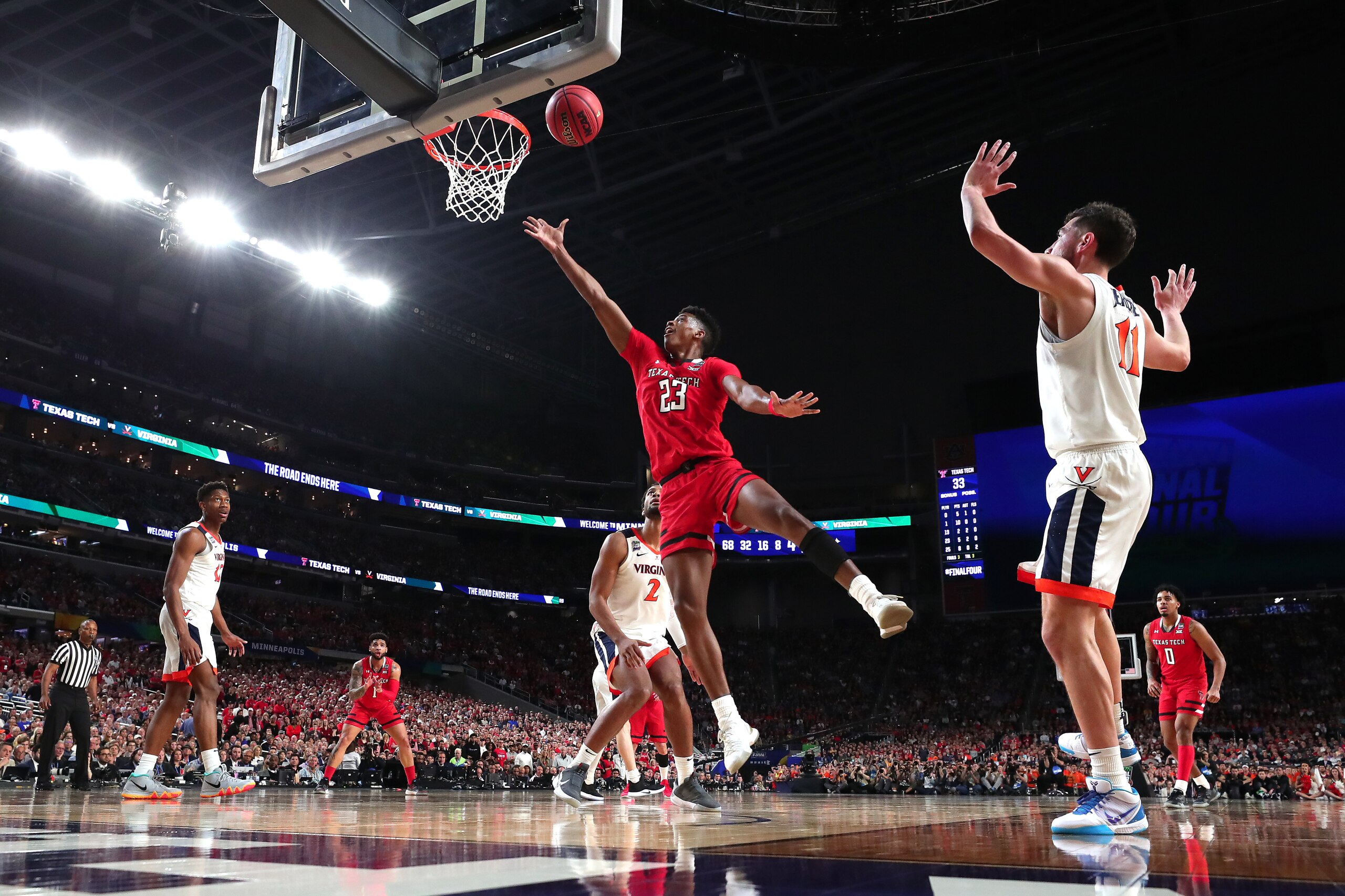 MINNEAPOLIS, MINNESOTA - APRIL 08: Jarrett Culver #23 of the Texas Tech Red Raiders attempts a shot against the Virginia Cavaliers in the second half during the 2019 NCAA men's Final Four National Championship game at U.S. Bank Stadium on April 08, 2019 MINNEAPOLIS, MINNESOTA - APRIL 08: Jarrett Culver #23 of the Texas Tech Red Raiders attempts a shot against the Virginia Cavaliers in the second half during the 2019 NCAA men's Final Four National Championship game at U.S. Bank Stadium on April 08, 2019