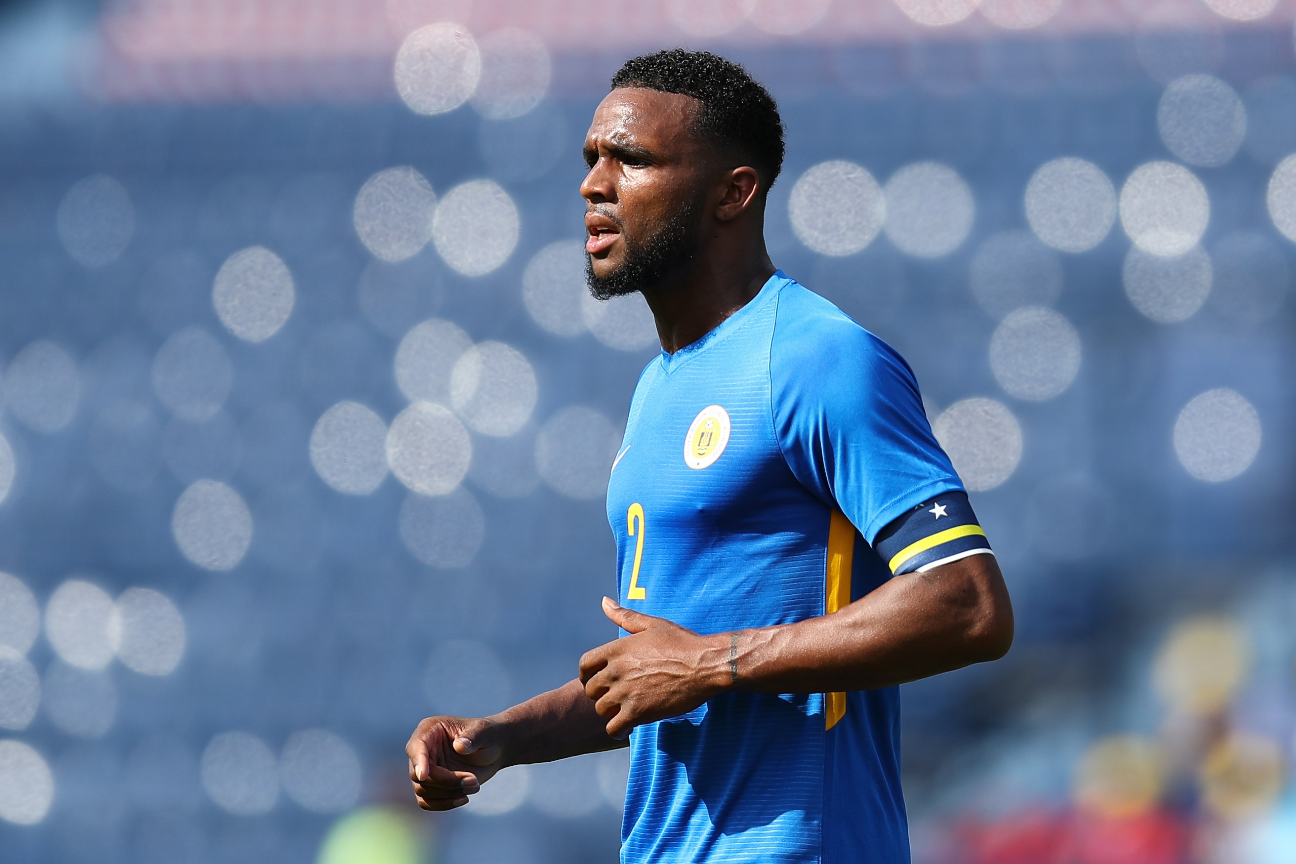 BURI RAM, THAILAND - JUNE 05: Cuco Martina of Curacao in action during the international friendly match between Curacao and India at Chang Arena on June 5, 2019 in Buri Ram, Thailand. (Photo by Pakawich Damrongkiattisak/Getty Images)