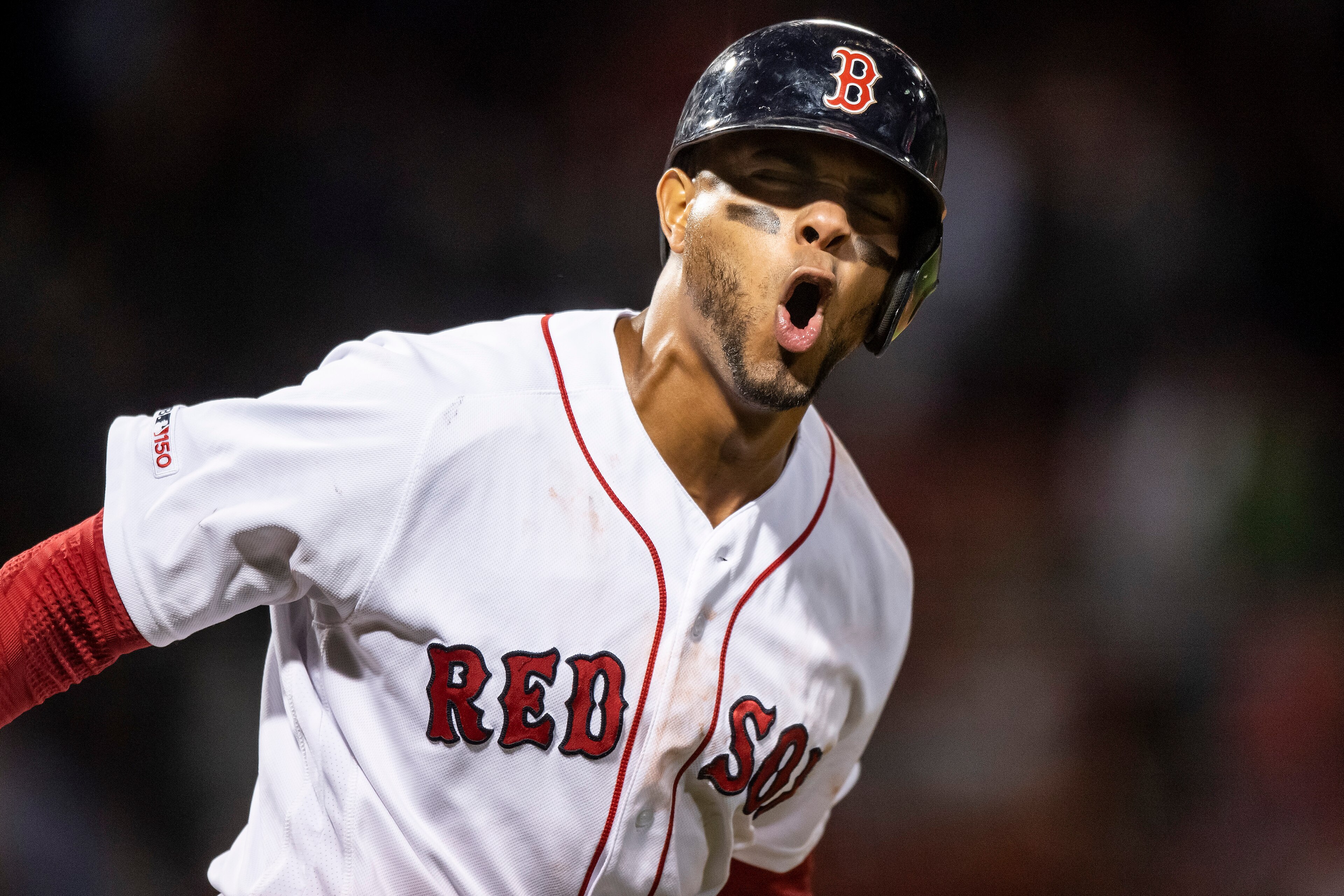 BOSTON, MA - JUNE 13: Xander Bogaerts #2 of the Boston Red Sox reacts after hitting a go ahead solo home run during the seventh inning of a game against the Texas Rangers on June 13, 2019 at Fenway Park in Boston, Massachusetts. (Photo by Billie Weiss/Bos BOSTON, MA - JUNE 13: Xander Bogaerts #2 of the Boston Red Sox reacts after hitting a go ahead solo home run during the seventh inning of a game against the Texas Rangers on June 13, 2019 at Fenway Park in Boston, Massachusetts. (Photo by Billie Weiss/Bos