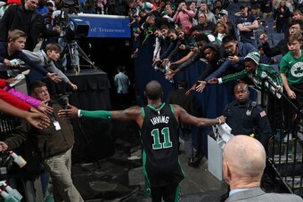 MEMPHIS, OH - DECEMBER 16:  Kyrie Irving #11 of the Boston Celtics walks off the court after the game against the Memphis Grizzlies on December 16, 2017 at FedEx Forum in Memphis, Ohio. NOTE TO USER: User expressly acknowledges and agrees that, by downloa
